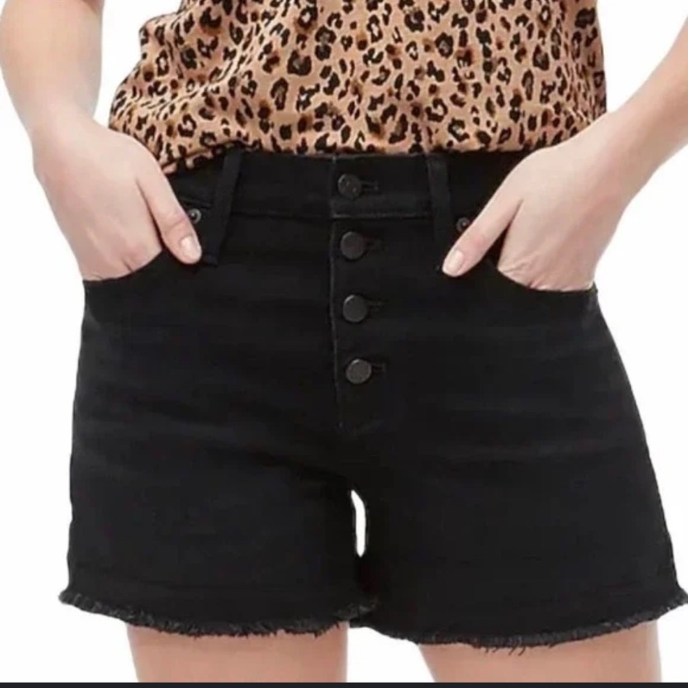 J. Crew Women's Denim High Rise Jean Shorts Size 31 Size 12 Black Wash Raw Hem